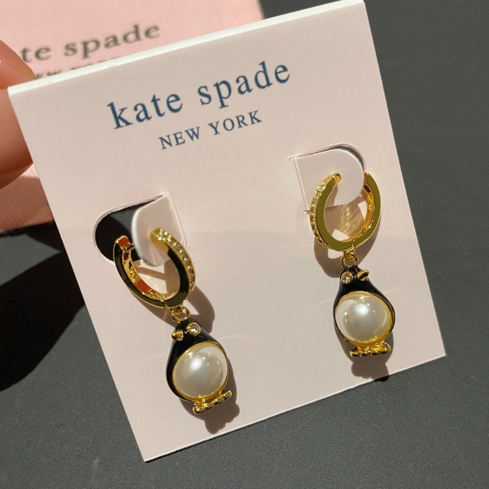 Kate Spade Pearl Penguin Earrings Brand New